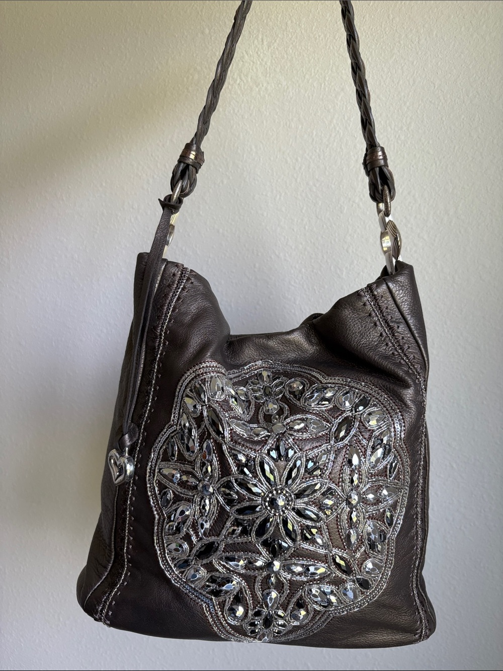Brighton Anju Masterpiece shoulder bag Metallic Soft Pewter Leather
